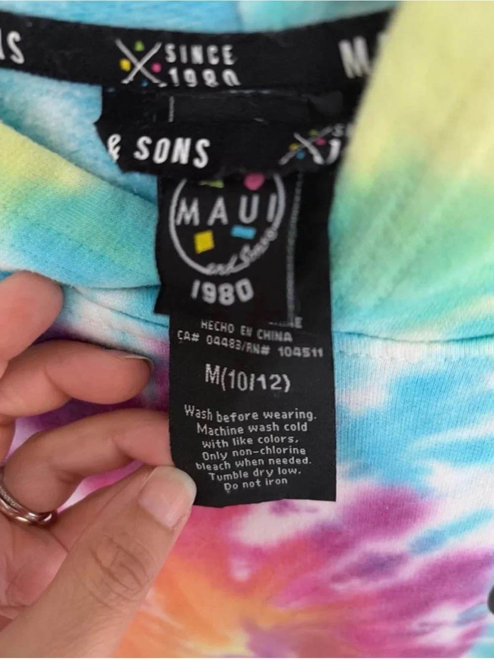 Maui and Sons Tie Dye Hoodie size M(10-12)